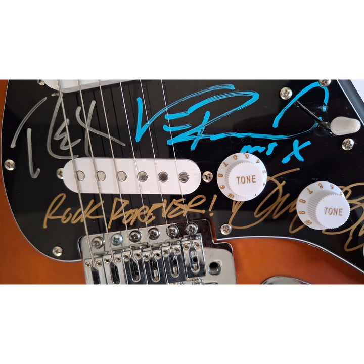 Dimebag Darrel Abbott, Vinnie Paul, Phil Anselmo, Rex Brown & Charlie Benante (Pantera) Fender Stratocaster electric guitar signed with proof