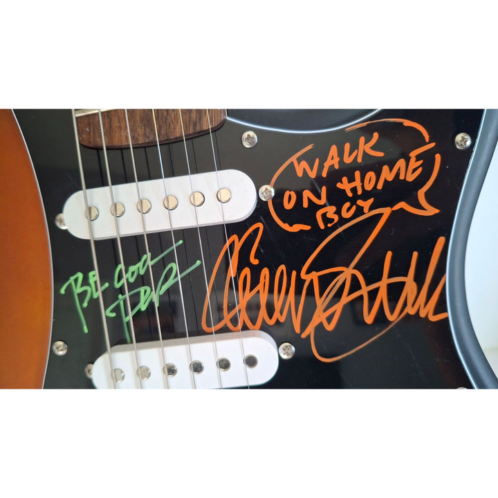 Dimebag Darrel Abbott, Vinnie Paul, Phil Anselmo, Rex Brown & Charlie Benante (Pantera) Fender Stratocaster electric guitar signed with proof