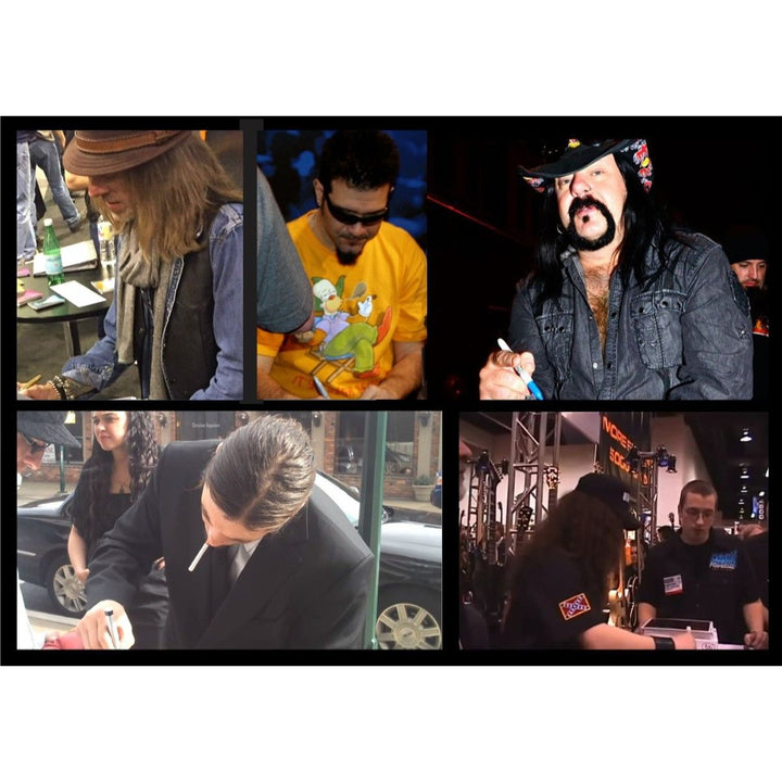 Dimebag Darrel Abbott, Vinnie Paul, Phil Anselmo, Rex Brown & Charlie Benante (Pantera) Fender Stratocaster electric guitar signed with proof