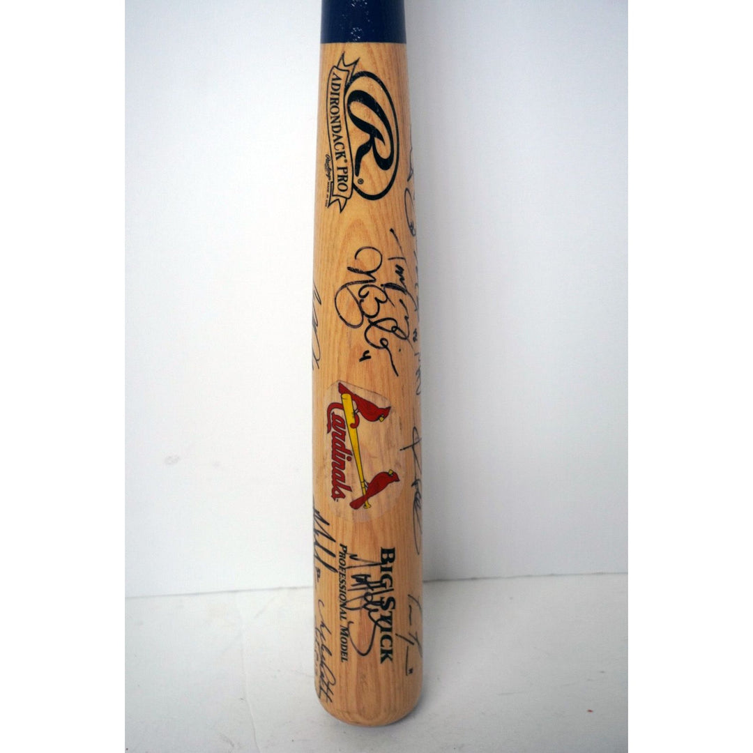 St. Louis Cardinals David Freese, Yadier Molina, Adam Wainwright, Matt Holliday 2011 World Series champions team signed bat  with proof - Awesome Artifacts 