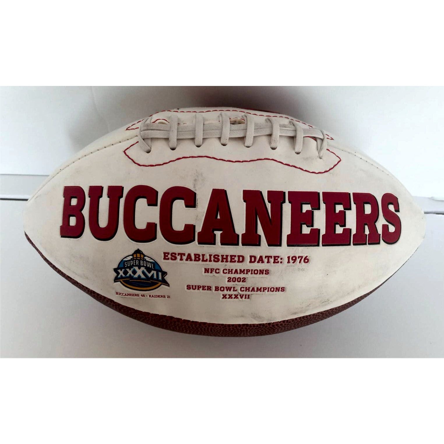 Tom Brady Rob Gronkowski Tampa Bay Buccaneers full size logo football signed with through with free case