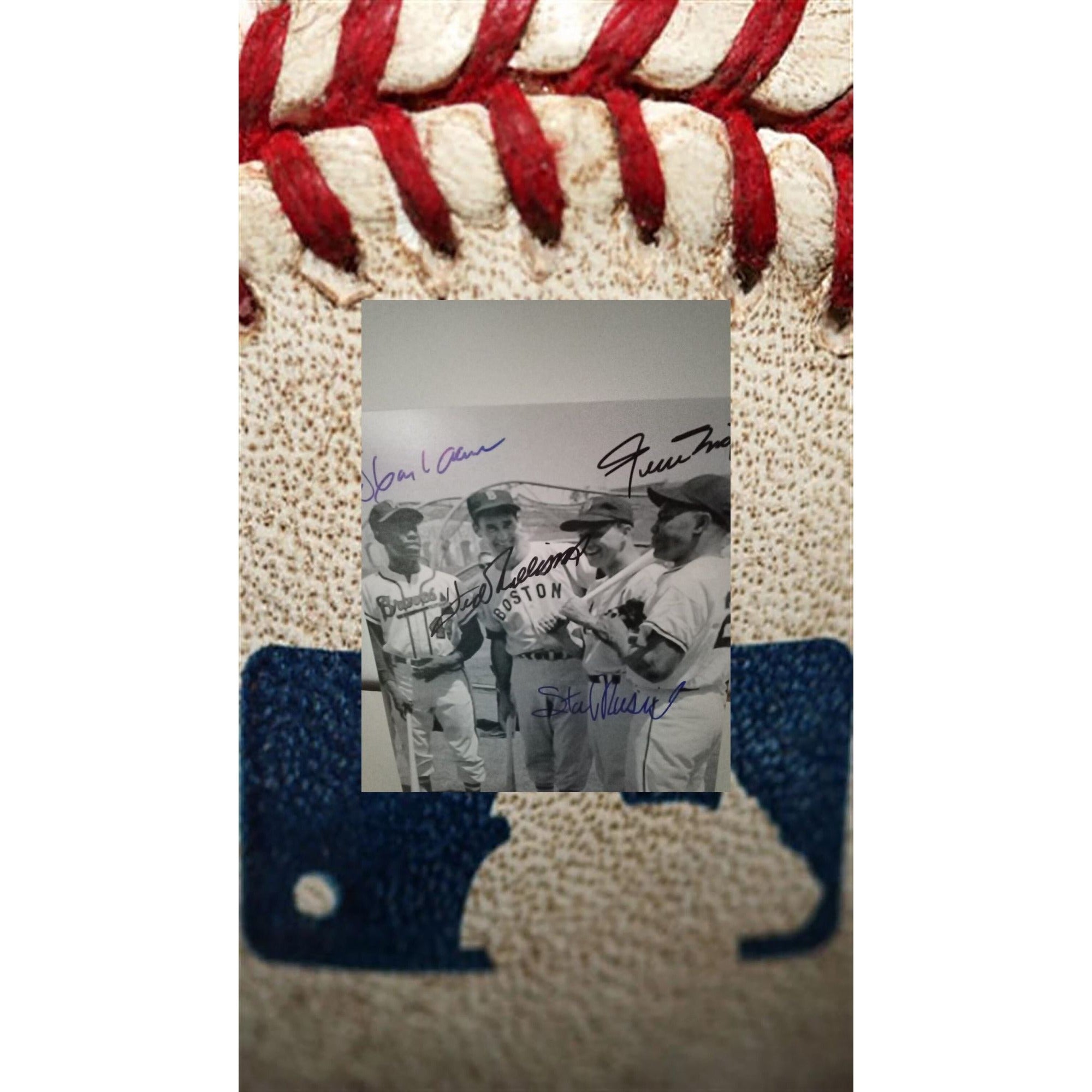 Hank Aaron, Ted Williams, Willie Mays, Stan Musial 8 by 10 photo signe –  Awesome Artifacts