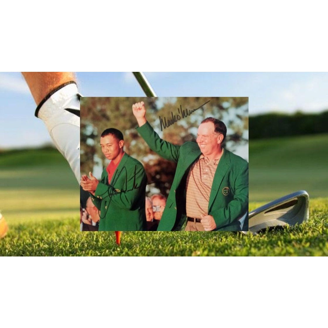 Tiger Woods and Mark O'Meara 8 x 10 signed photo with proof