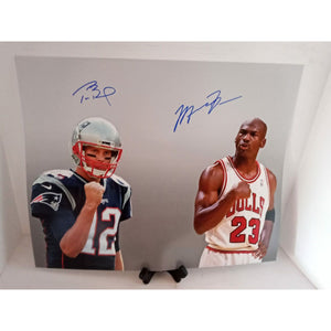 Tom Brady and Michael Jordan 16 x 20 photo signed with proof