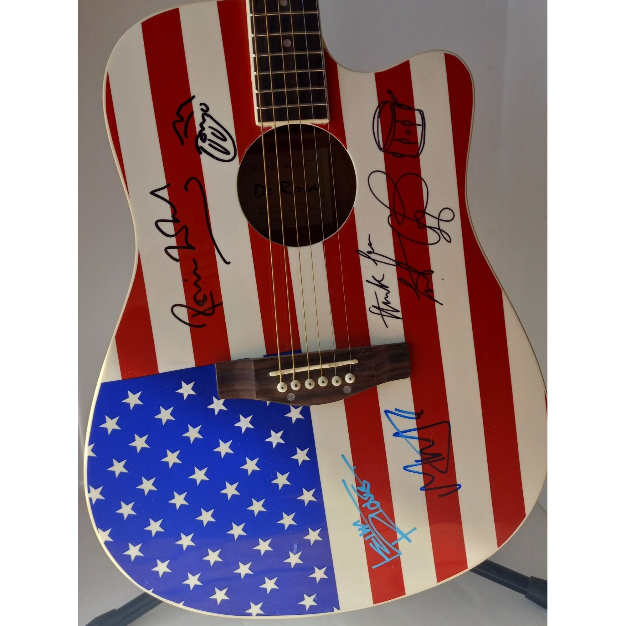 Keith Richards Mick Jagger Charlie Watts Ronnie Wood full size guitar signed