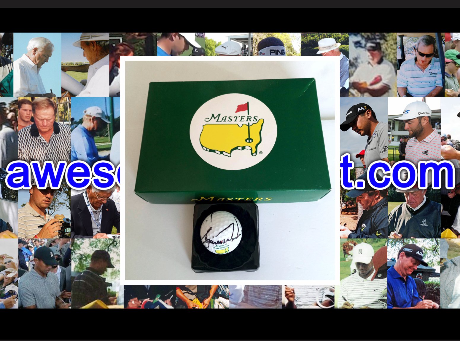 Tiger Woods Masters logo golf ball signed with proof
