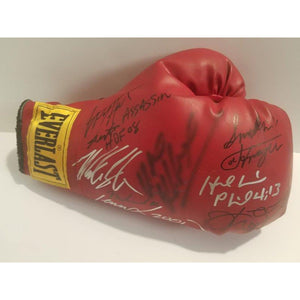 Larry Holmes, Wladimir Klitschko, Lennox Lewis, Muhammad Ali signed boxing glove with proof