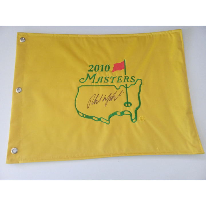 Phil Mickelson Lefty 2010 Masters pin flag signed with proof - Awesome Artifacts 