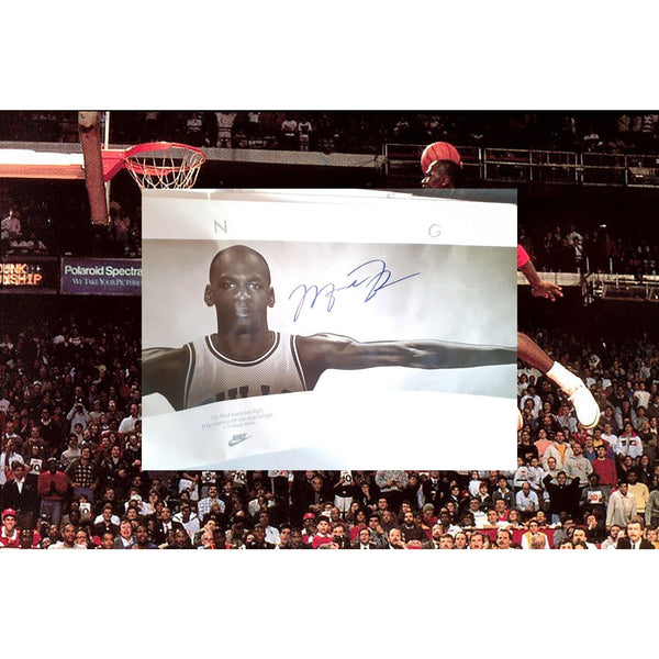 Michael Jordan Autographed Wings Breaking Through Photo - Framed