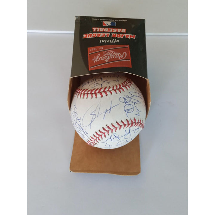 2010 Texas Rangers AL Champs Josh Hamilton, Nelson Cruz, Michael Young, Adrian Beltre MLB baseball signed with proof