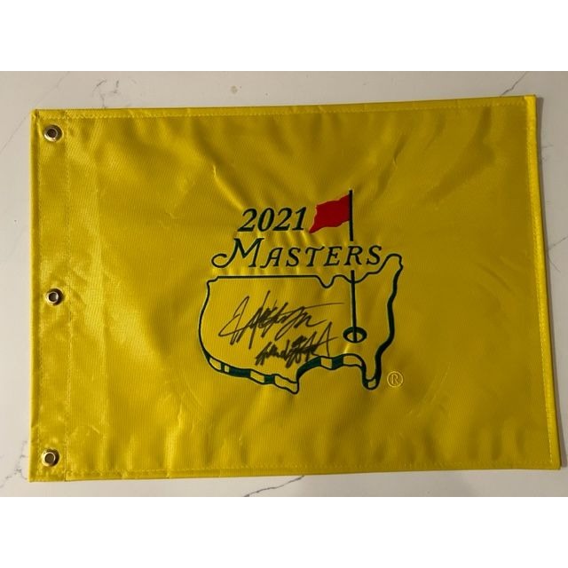 Hideki Matsuyama 2021 Masters champion 2021 Masters pin flag signed with proof
