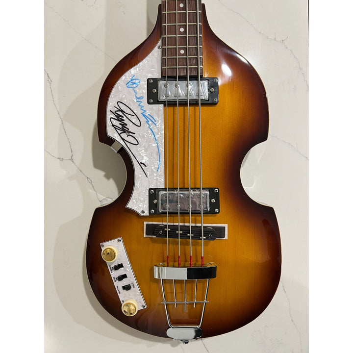 Paul McCartney and Ringo Starr Hofner bass guitar signed with proof