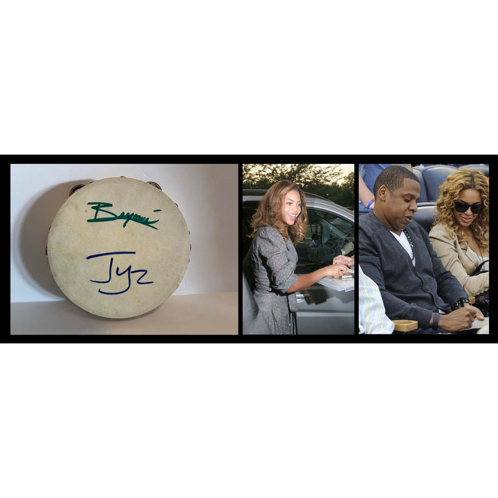 Beyonce Knowles  Shawn "JAY-Z" Carter tambourine signed with proof