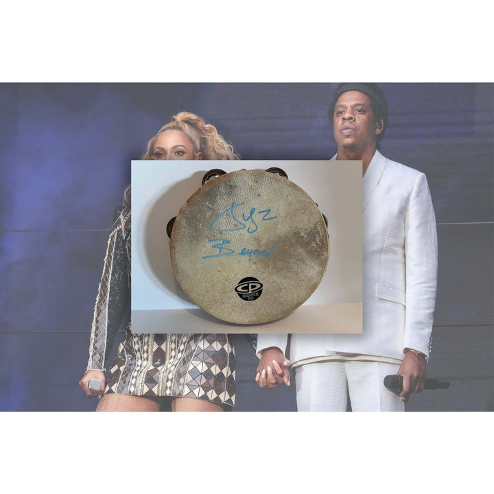 Beyonce Knowles  Shawn "JAY-Z" Carter tambourine signed with proof