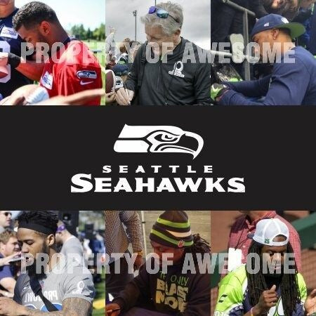 Pete Carroll Bobby Wagner Earl Thomas Doug Baldwin Seattle Seahawks 2013 14 SB Champs 16 x 20 photo signed with proof - Awesome Artifacts 