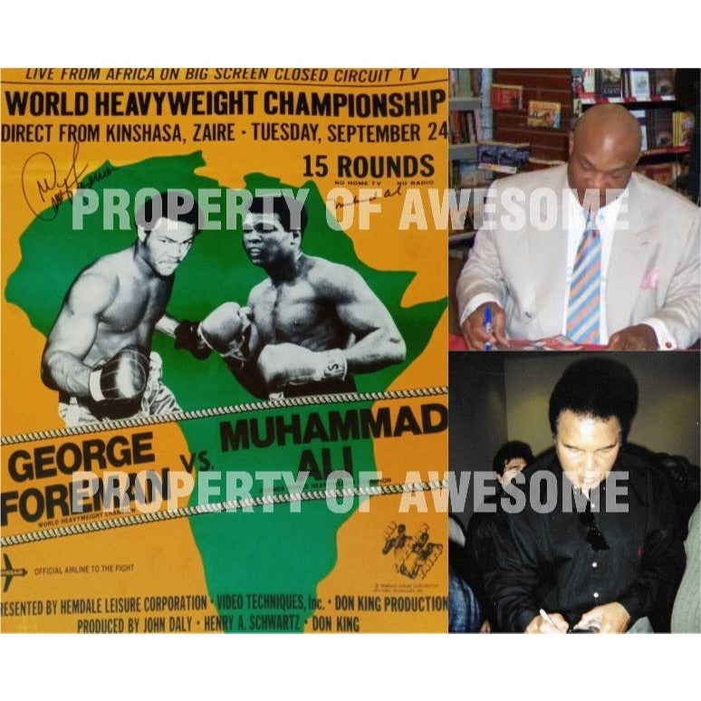 Muhammad Ali and George Foreman 16 x 20 photo signed with proof - Awesome Artifacts 