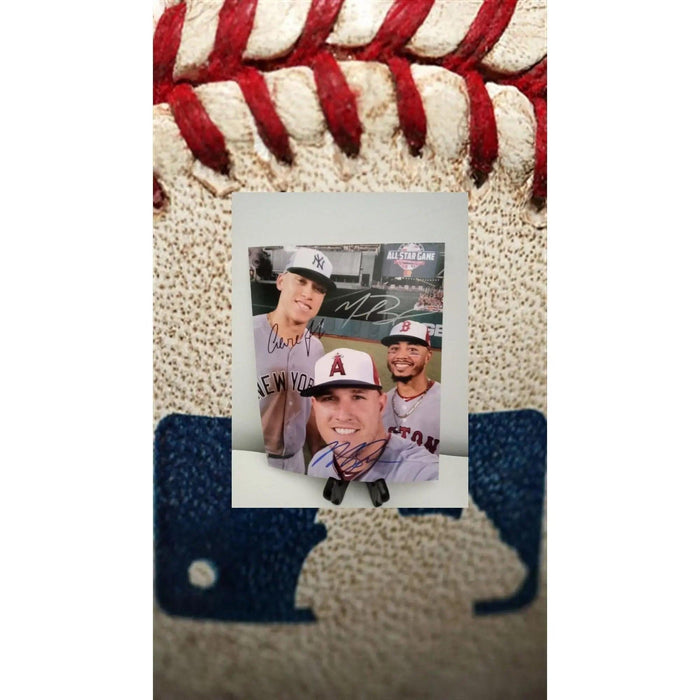 Mike Trout, Mookie Betts, Aaron Judge 8 x 10 photo with proof signed