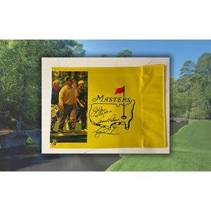 Tiger Woods Arnold Palmer Jack Nicklaus Masters one-of-a-kind golf flag signed with proof