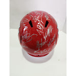 Load image into Gallery viewer, Patrick Mahomes Andy Reid 2022 Kansas City Chiefs AFC champions Riddell speed replica full size helmet team signed with proof and free case

