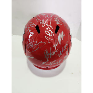 Patrick Mahomes Andy Reid 2022 Kansas City Chiefs AFC champions Riddell speed replica full size helmet team signed with proof and free case