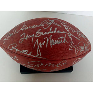 Joe Montana John Elway Bart Starr Joe Namath 14 Hall of Fame quarterbacks football signed with proof with free case
