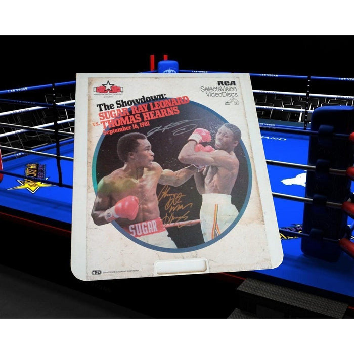 Sugar Ray Leonard and Thomas Hearns RCA video disc signed with proof
