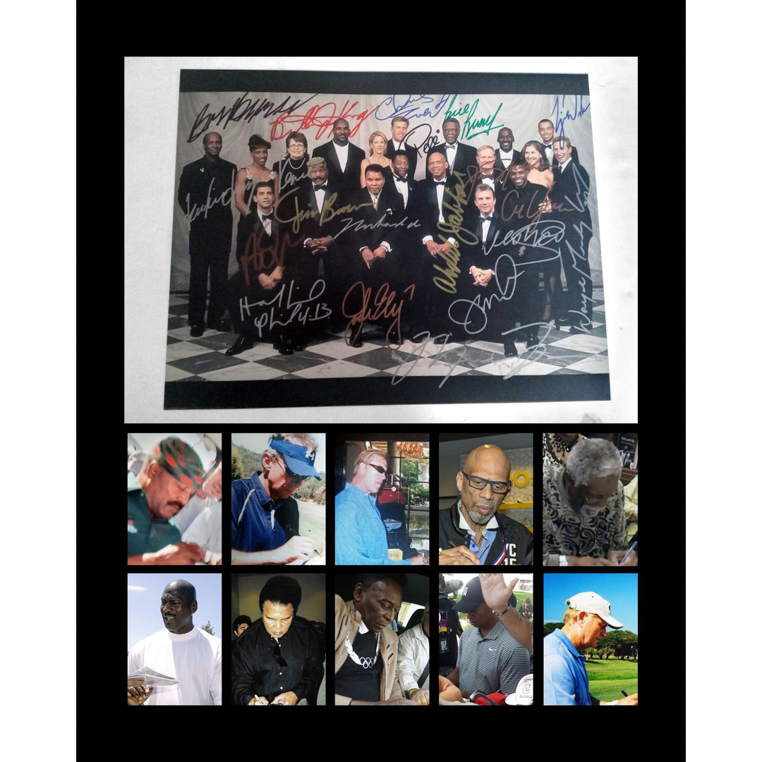 Michael Jordan, Jack Nicklaus, Muhammad Ali, Pele, Tiger Woods, Wayne Gretzky 19 Sports greats 11x14 signed with proof