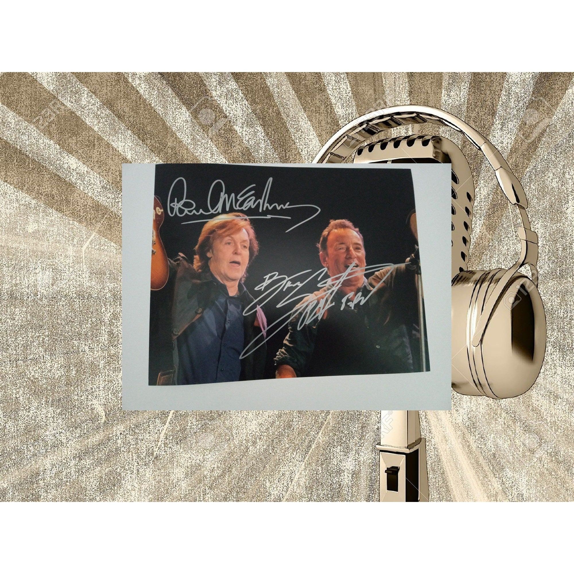 Bruce Springsteen and Paul McCartney 8 by 10 signed photo with proof