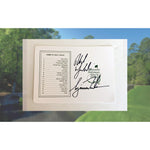 Load image into Gallery viewer, Phil Mickelson and Tiger Woods Masters Golf scorecard signed with proof

