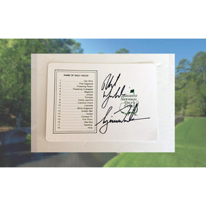 Phil Mickelson and Tiger Woods Masters Golf scorecard signed with proof