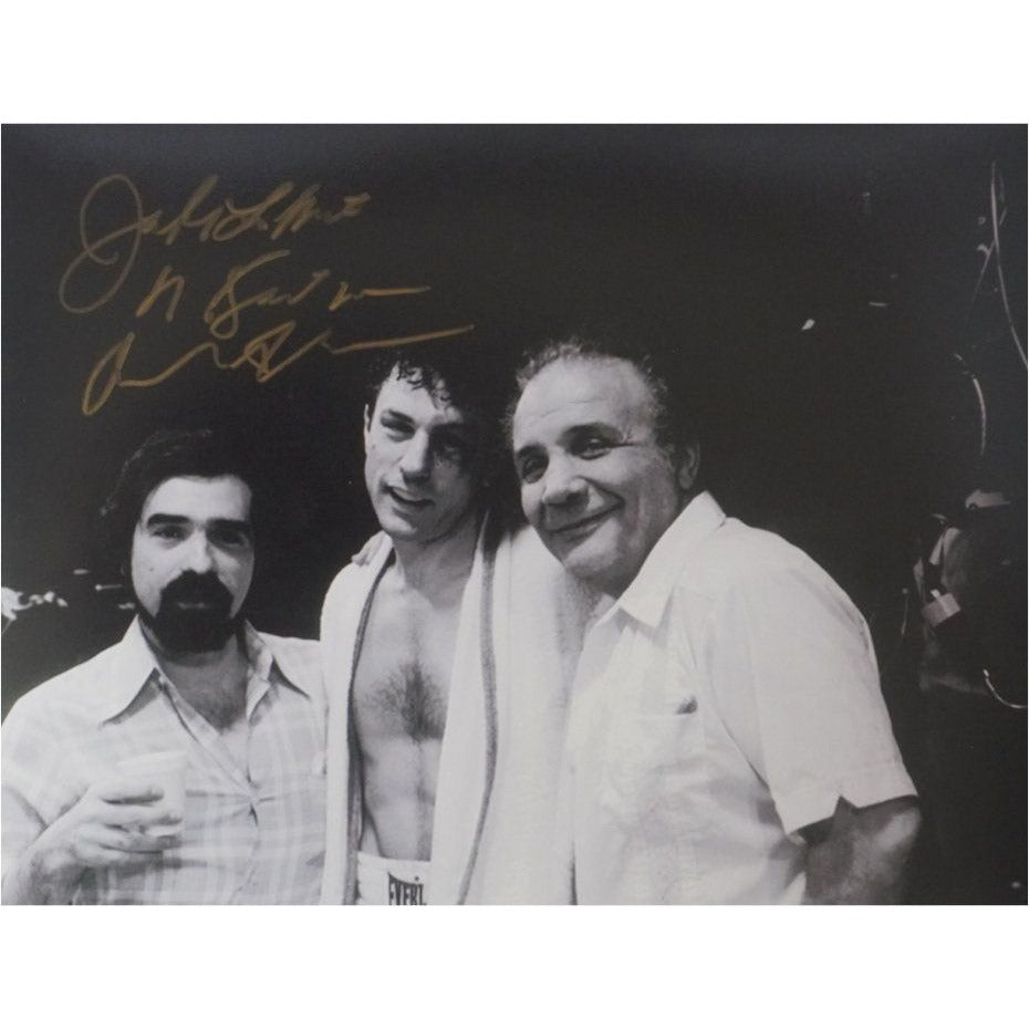 Raging Bull Jake LaMotta Martin Scorsese Robert De Niro 8 x 10 photo signed with proof