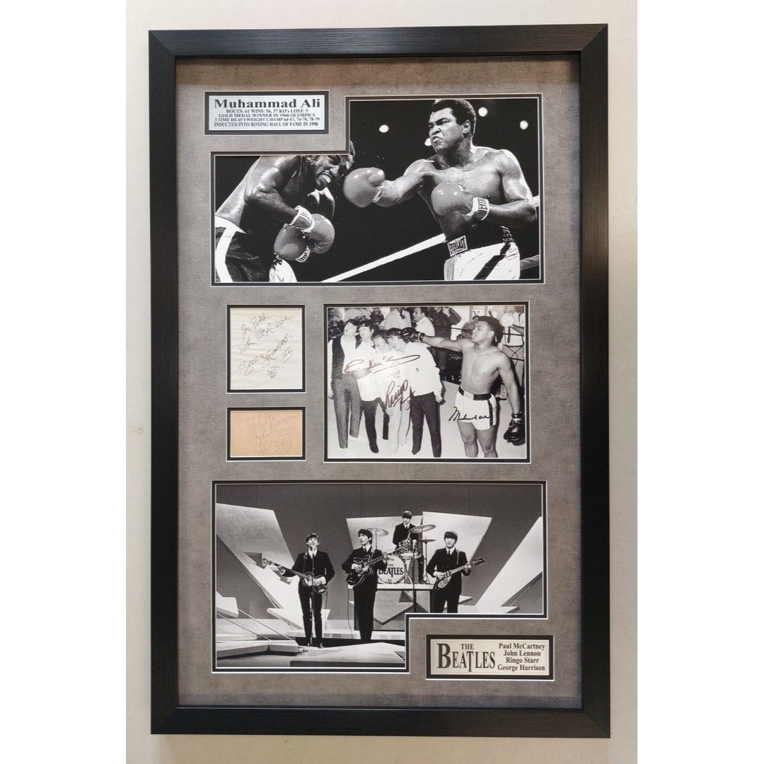 Muhammed Ali Paul McCartney John Lennon The Beatles framed 24x35 and signed with proof