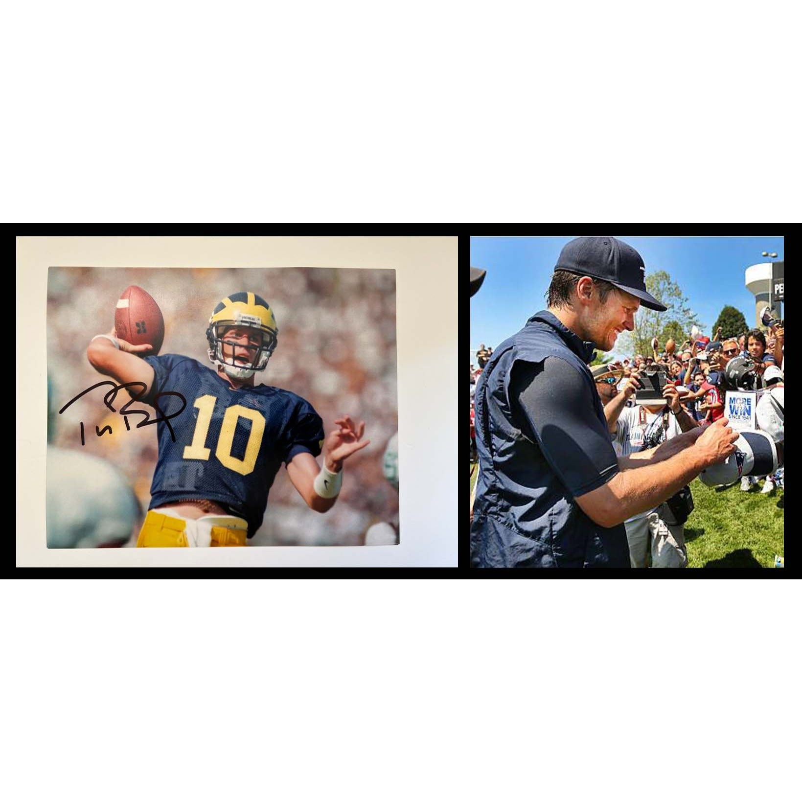 University of Michigan Wolverines Tom Brady 8x10 photo signed with proof free acrylic display frame