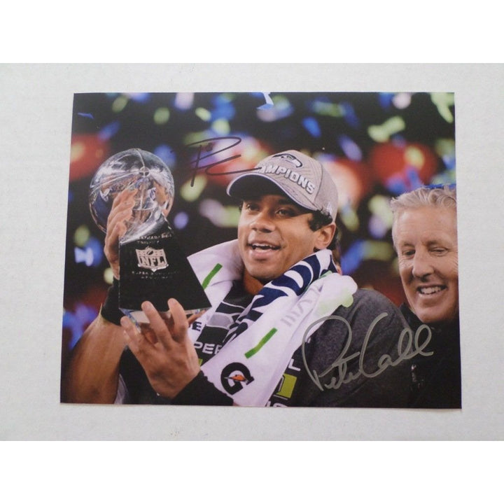 Seattle Seahawks Russell Wilson and Pete Carroll a 10 signed photo - Awesome Artifacts 