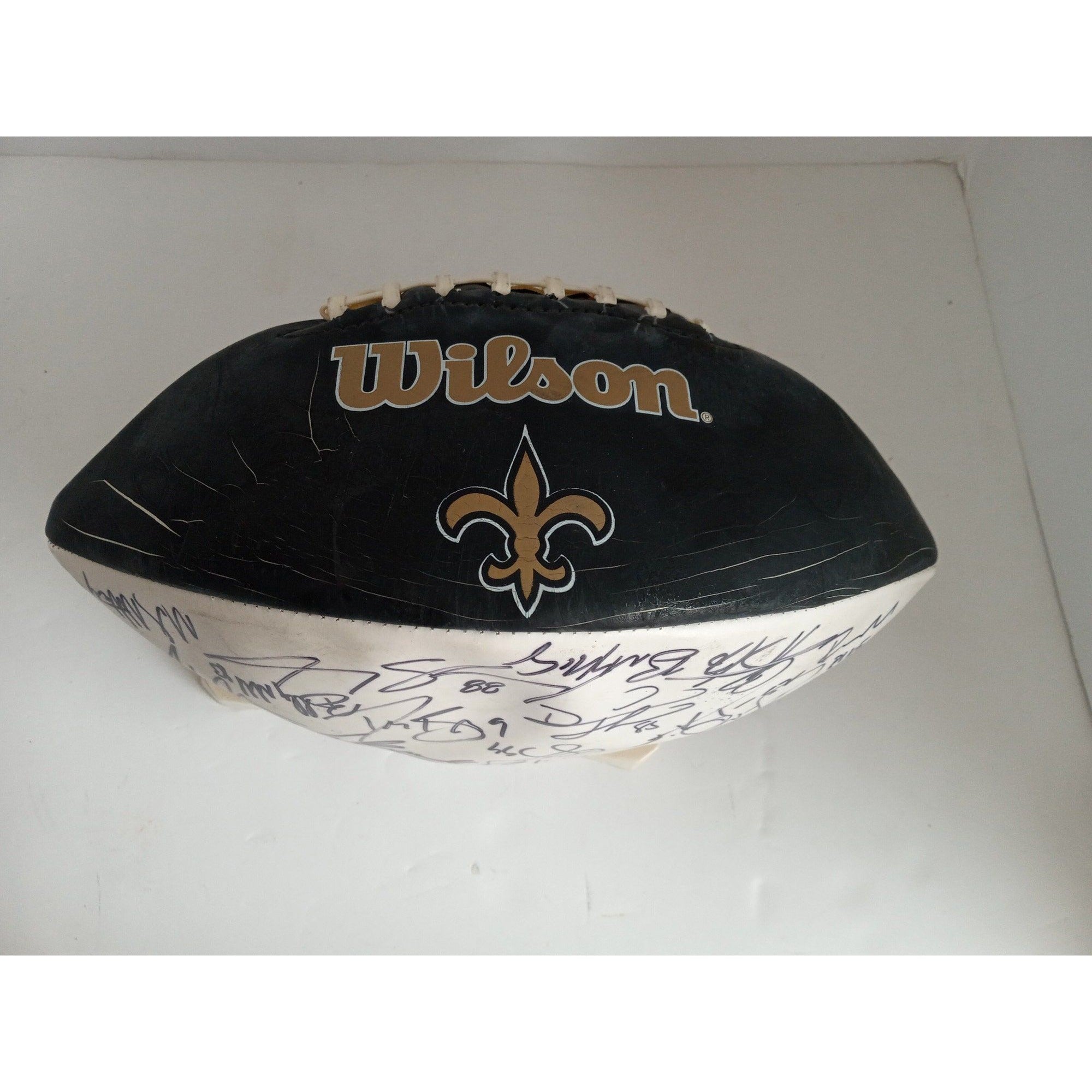 Drew Brees, Sean Payton, New Orleans Saints Super Bowl champs team signed football with proof