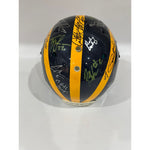 Load image into Gallery viewer, Michigan Wolverines Michigan Legends Tom Brady, Charles Woodson, Desmond Howard, Jim Harbaugh signed helmet with proof free case
