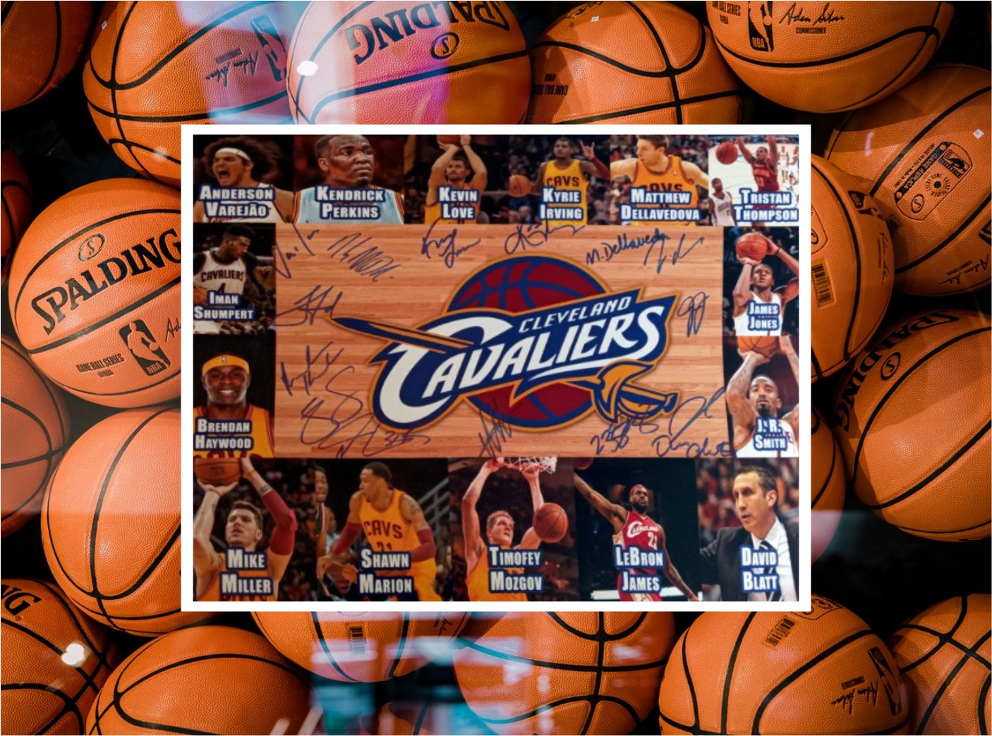Kyrie Irving Kevin Love LeBron James Anderson Varejao Cleveland Cavaliers 16 x 20 team signed photo