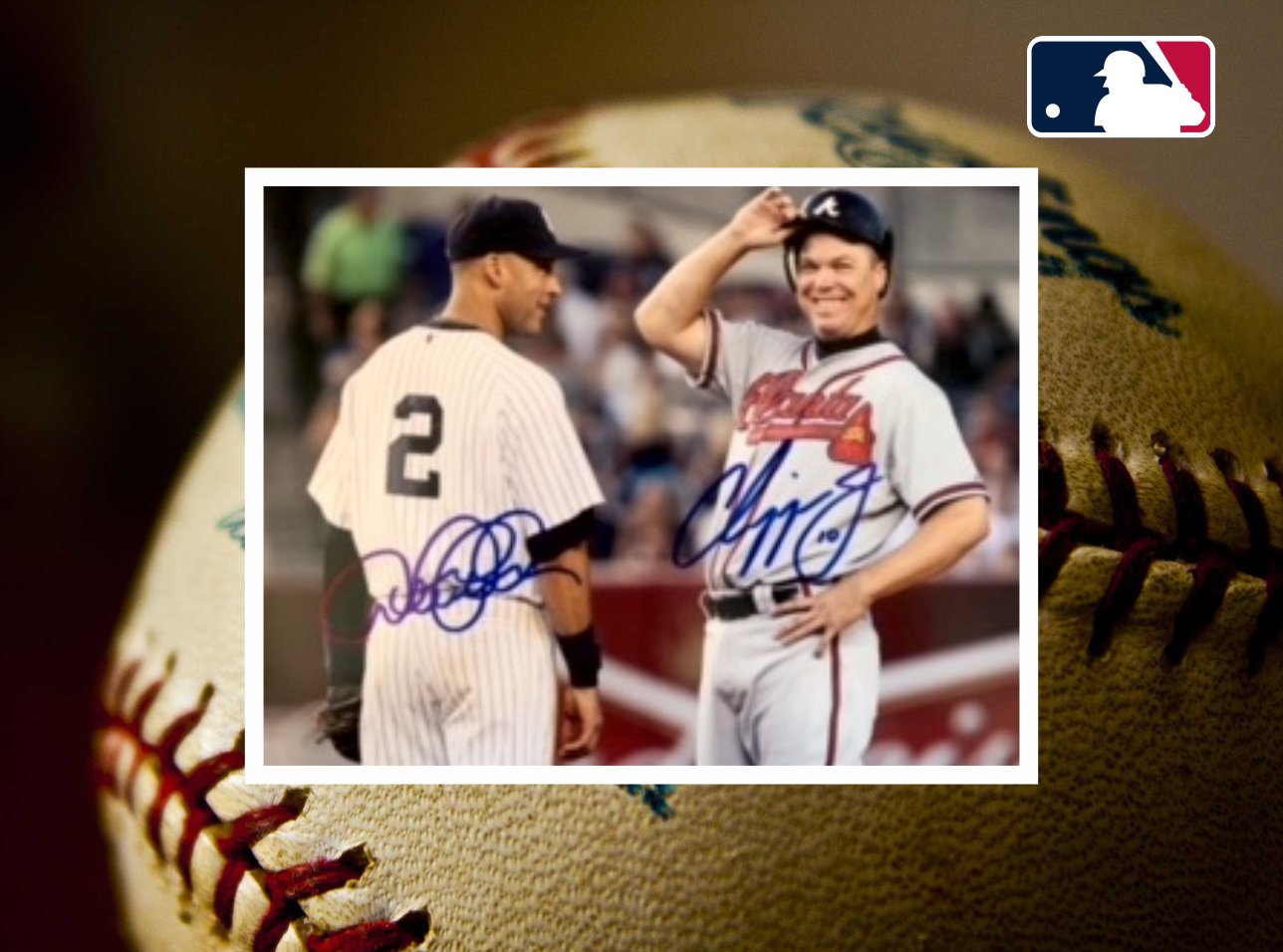 Derek Jeter and Chipper Jones 8 x 10 photo signed with proof
