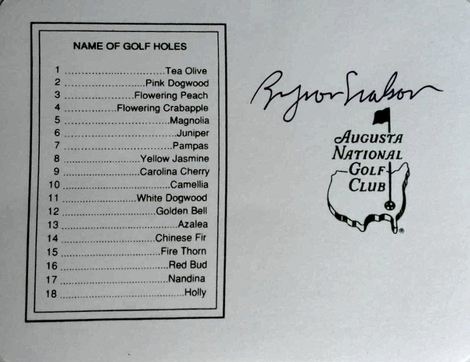 Byron Nelson Masters golf scorecard signed with proof