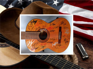Country Legends Merle Haggard, Gene Autry, Brooks & Dunn, Dolly Parton, Kenny Rogers 40'' acoustic guitar signed with proof