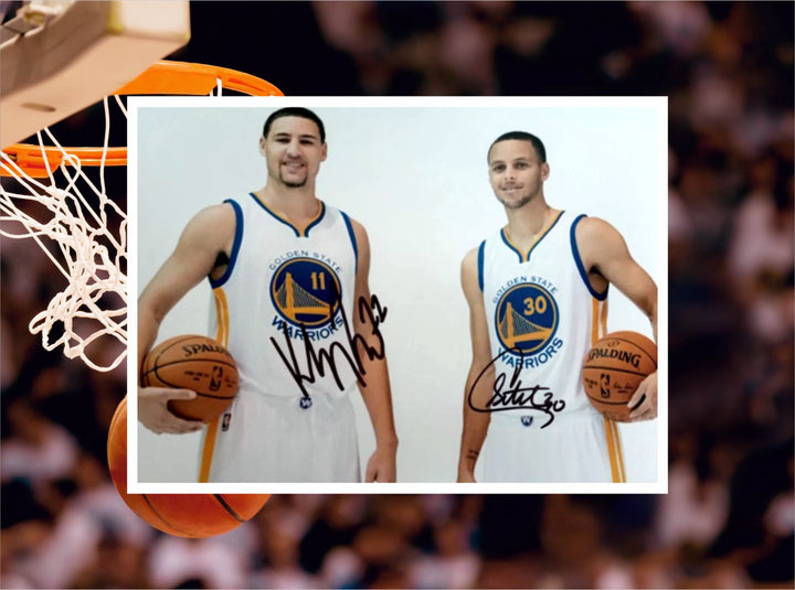 Golden State Warriors Stephen Curry and Klay Thompson 8 x 10 signed photo with proof