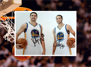 Golden State Warriors Stephen Curry and Klay Thompson 8 x 10 signed photo with proof
