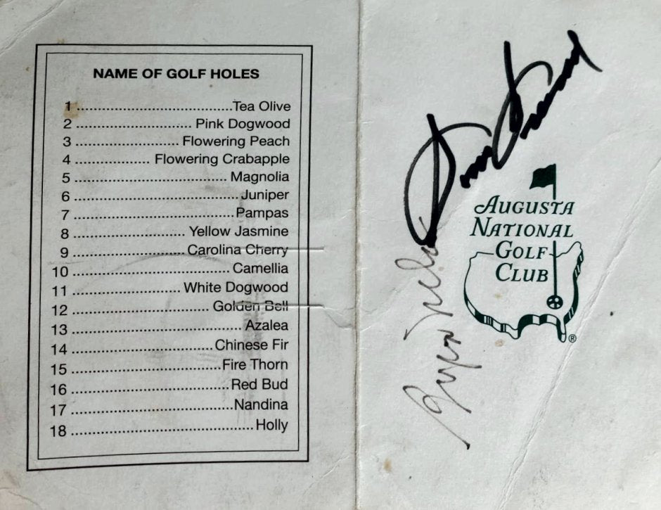 Sam Snead and Byron Nelson Masters golf scorecard signed with proof