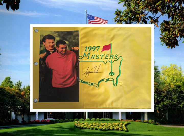 Tiger Woods 1997 Masters flag signed with proof - Awesome Artifacts 