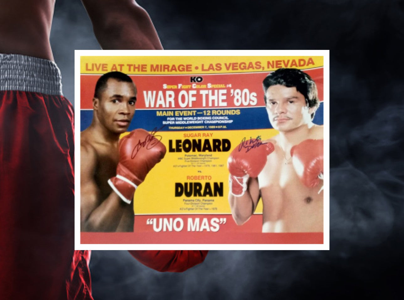 Sugar Ray Leonard and Roberto Duran 16 x 20 photo signed with proof