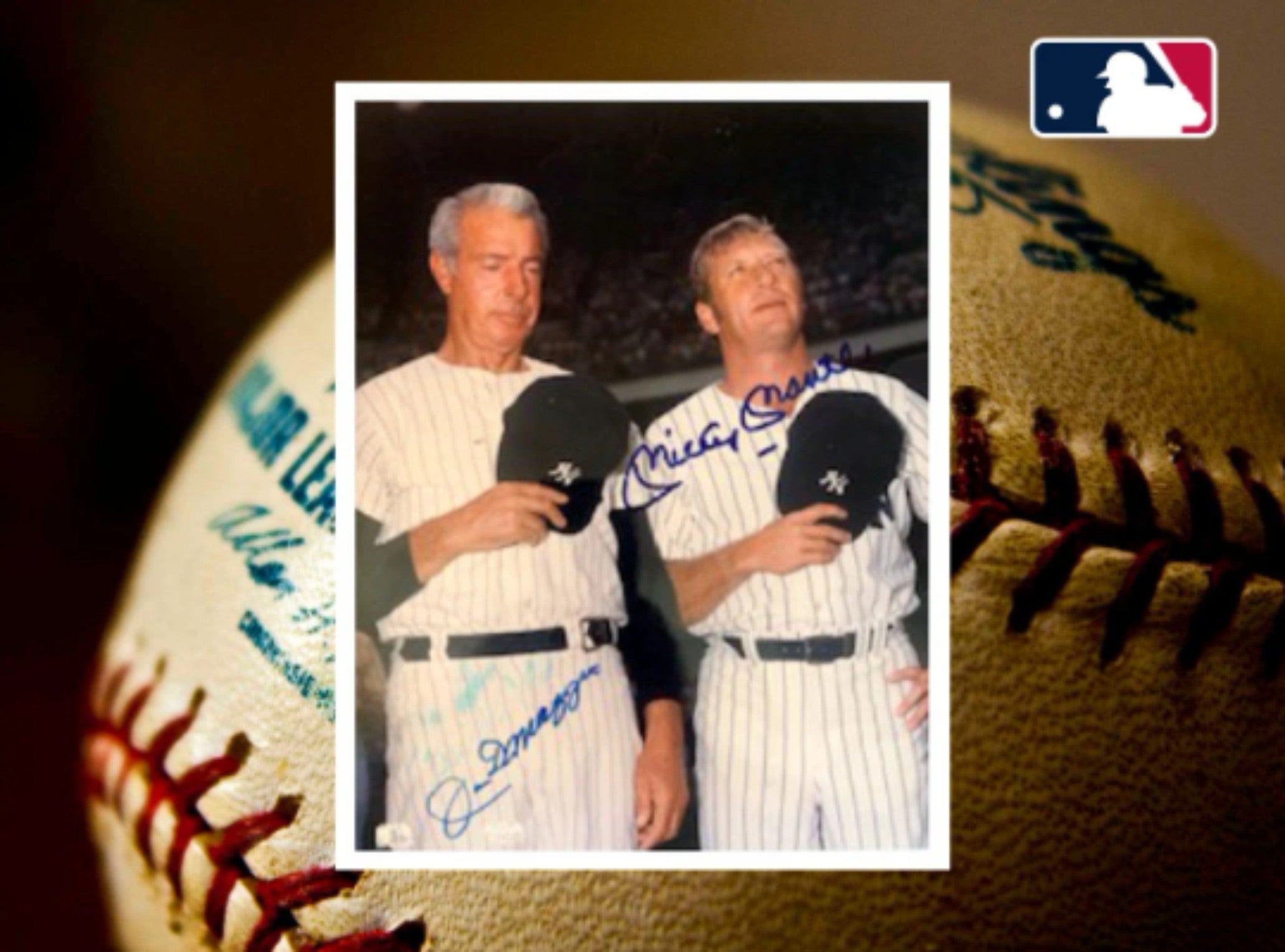 Joe DiMaggio and Mickey Mantle New York Yankees 8 x 10 photo signed