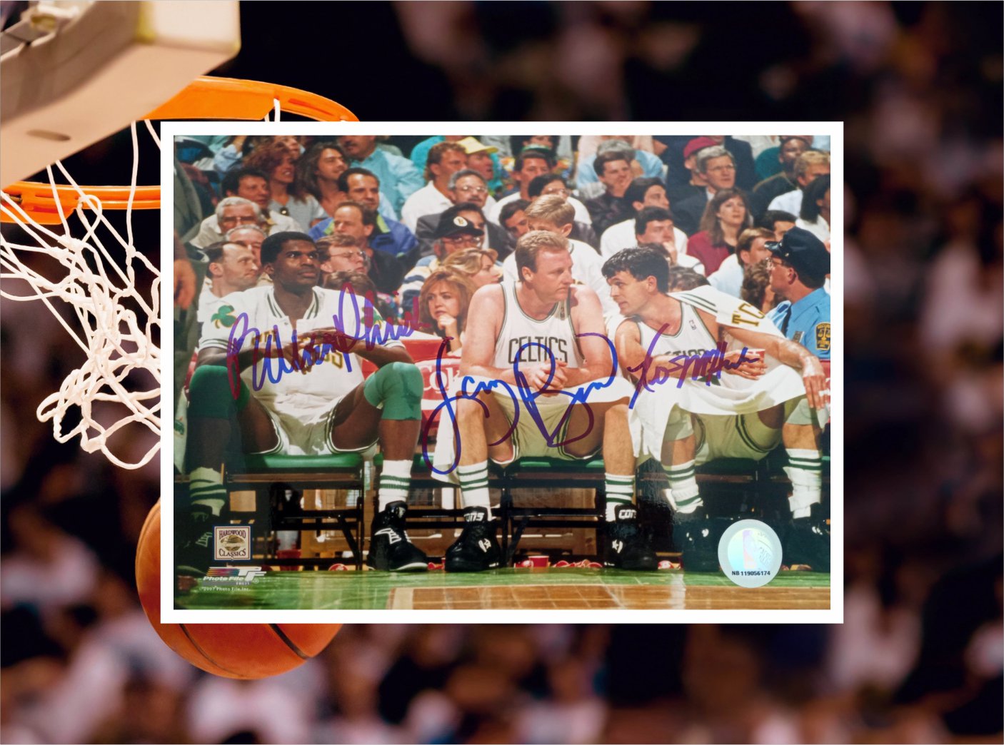 Boston Celtics Larry Bird Kevin McHale Robert Parish 8 x 10 signed photo with proof