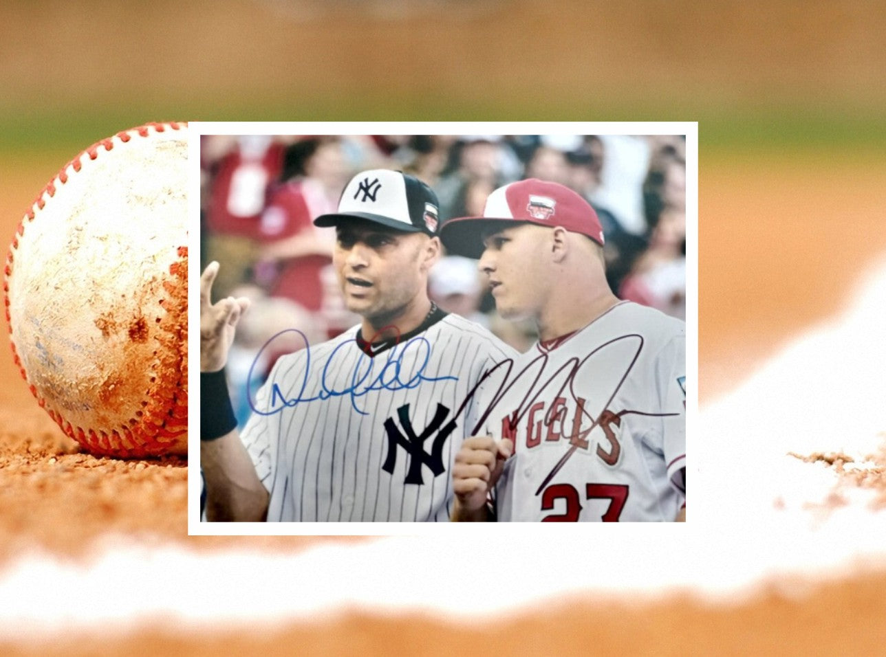 Derek Jeter and Mike Trout 8 x 10 photo signed with proof