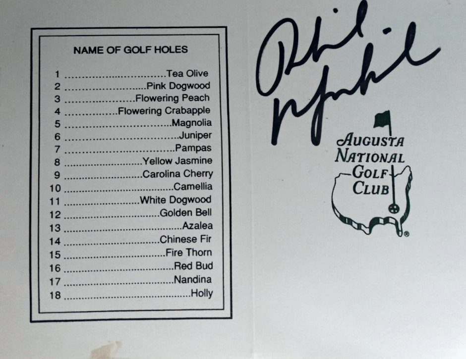 Phil Mickelson Masters Golf scorecard signed with proof