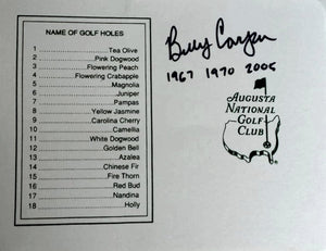 Billy Casper Masters golf scorecard signed